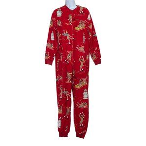 NWT Nick & Nora Sock Monkey Pajamas Womens M Footless Unionsuit PJs Costume Snow